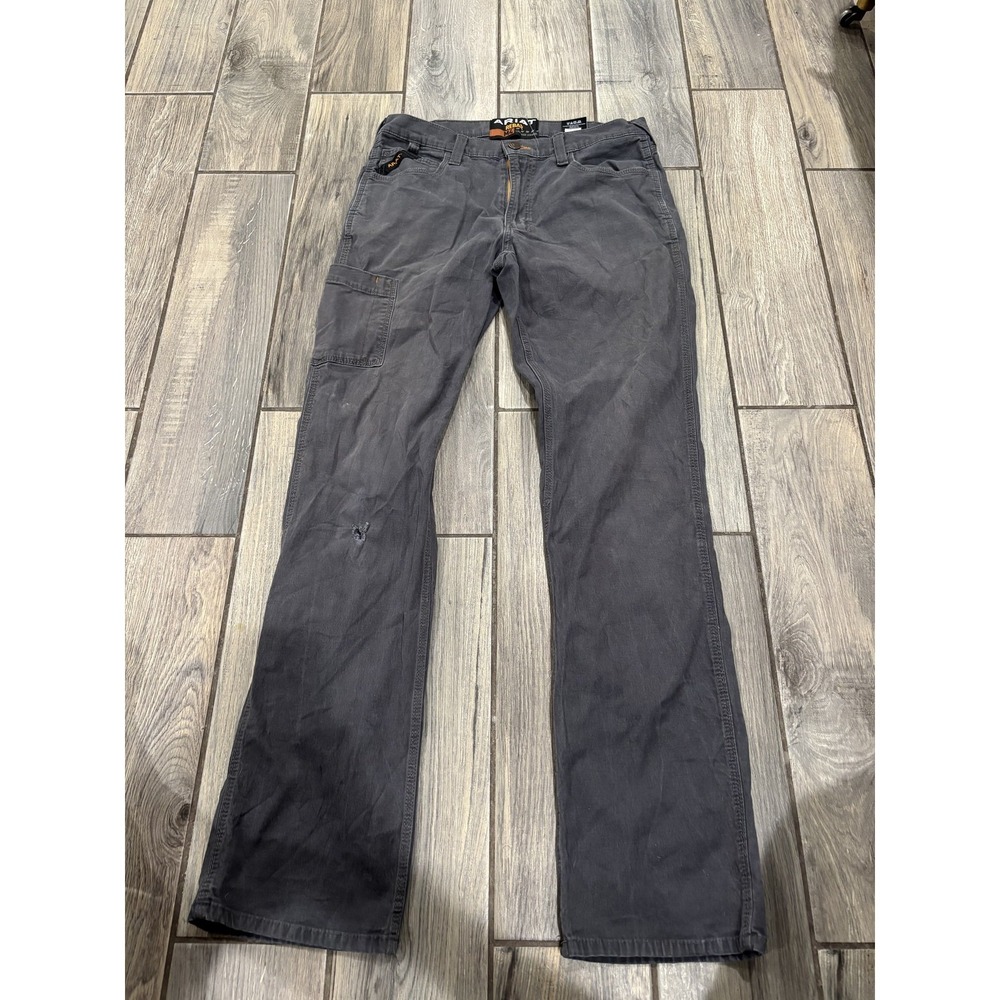 Ariat Rebar M4 Low Rise Straight Work Pants Men's Size 34x36 Gray Canvas